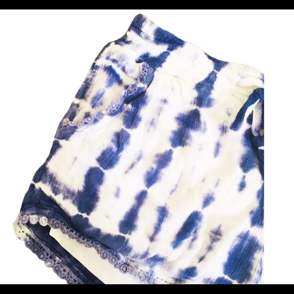 JUSTICE Tie Dye Tassle Shorts With Drawstring Waist & Pockets Purple Girls 8Y - Picture 3 of 9
